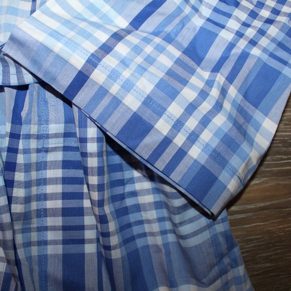 NWT POLO RALPH LAUREN WOVEN PLAID BLUE WHITE BATH ROBE S/M - Picture 2 of 3